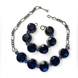 🤩 Vintage Germany Costume Cobalt Blue Jewelry Set #6393